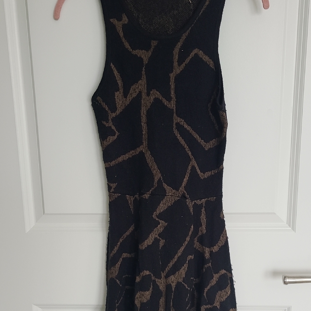 Ronny Kobo Collection Asymmetrical Green and Black Sheath Dress
